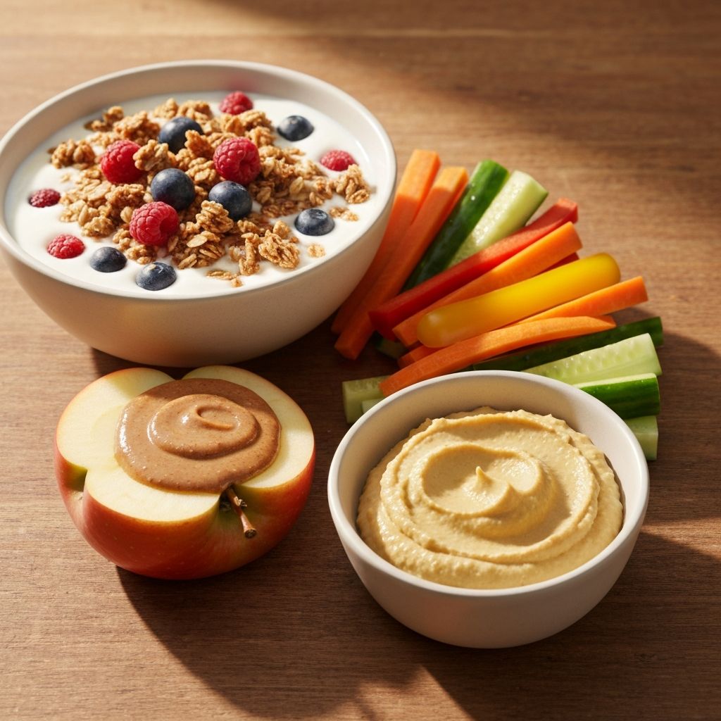 Satisfying snack combination with Greek yogurt, berries, and almonds